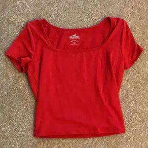 Hollister Red Crop Fitted T-Shirt